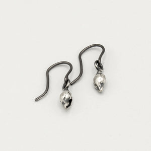 Seashell Earrings - Single Shell Hanging - Silver