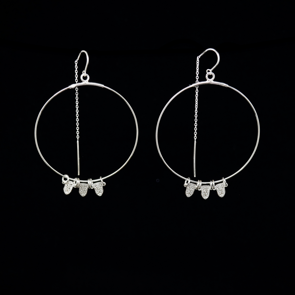 Celts & Kings Earrings - Norwegian Brooch Hoop Hanging - Silver
