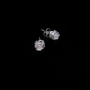 Knitting Earrings - 6mm Round Stone - Silver