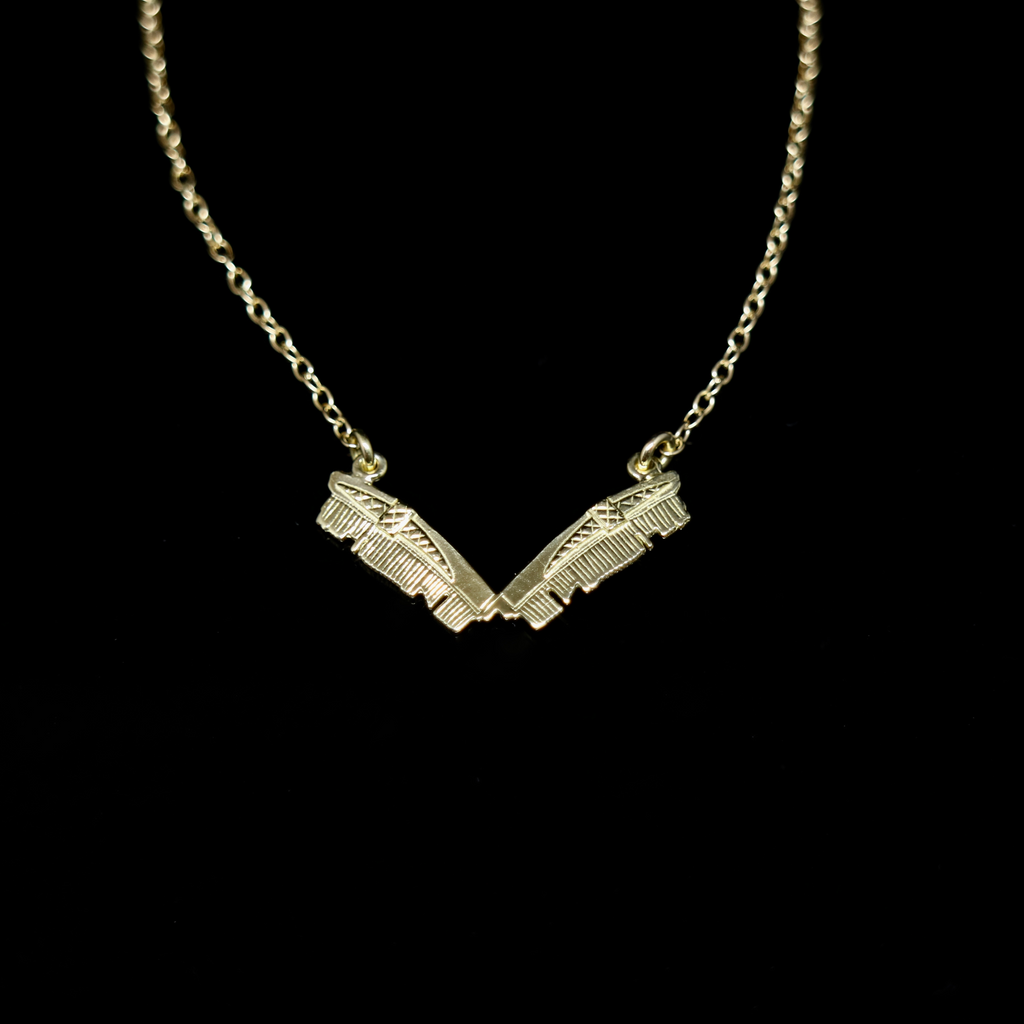 Celts & Kings Necklace - Chevron Comb - Fixed Chain - Gold
