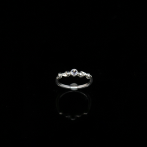 Seashell Ring - 3mm Round Center Stone - Silver