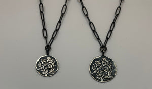 The Traveler - Pendant w/paperclip chain - Oxidised Silver