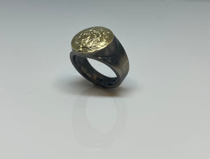 The Traveler - Signet Ring - Big -  Oxidised silver and 14kt gold