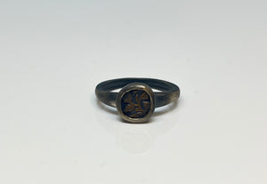 The Traveler - Signet Ring - Small - Oxidised silver and bronze