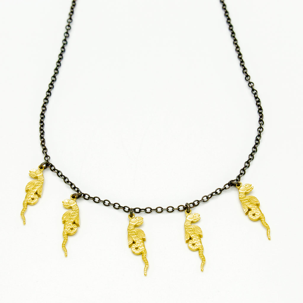 Creatures - 5 Dragon Necklace - Gold