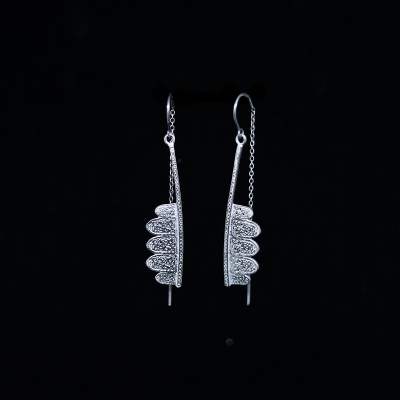 Celts & Kings Earrings - Norwegian Brooch Bar Hanging - Silver