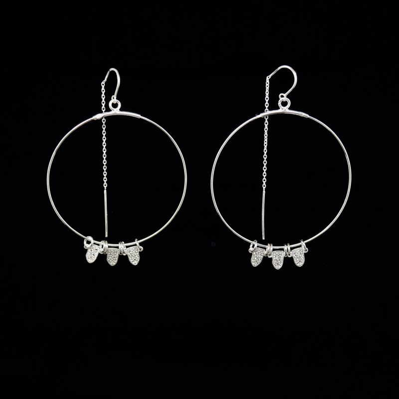 Celts & Kings Earrings - Norwegian Brooch Hoop Hanging - Silver