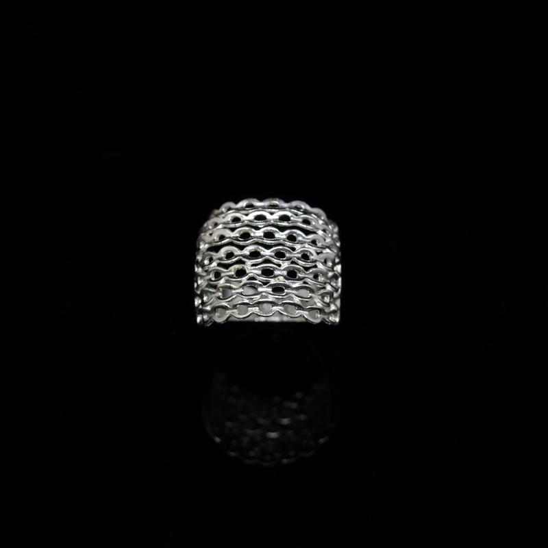Knitting Ring - Convex Small Stitch - Silver