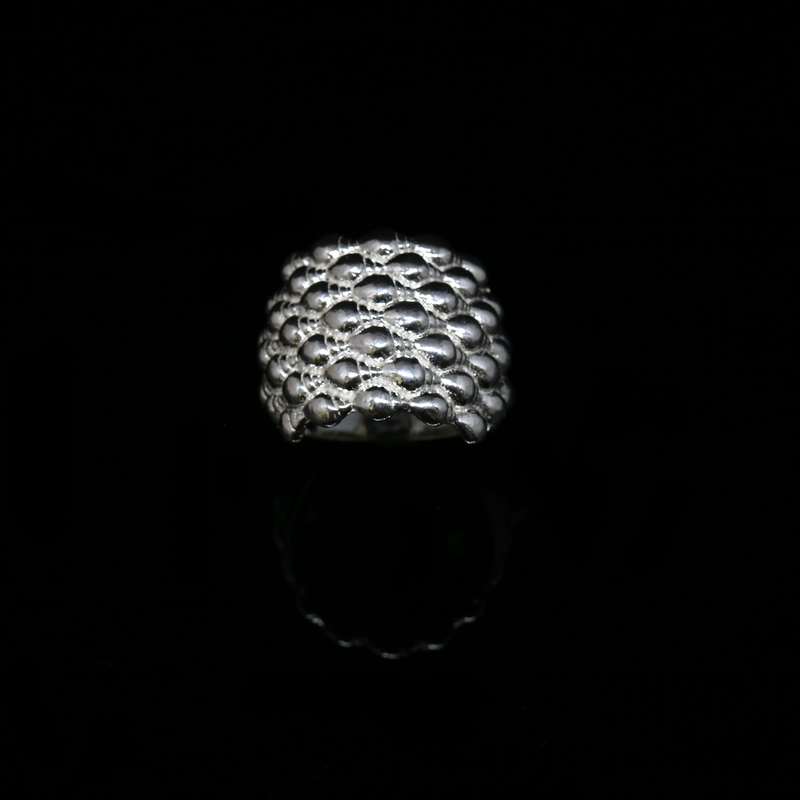 Seashell Ring - 7 Rows Concave - Larger Shells - Silver