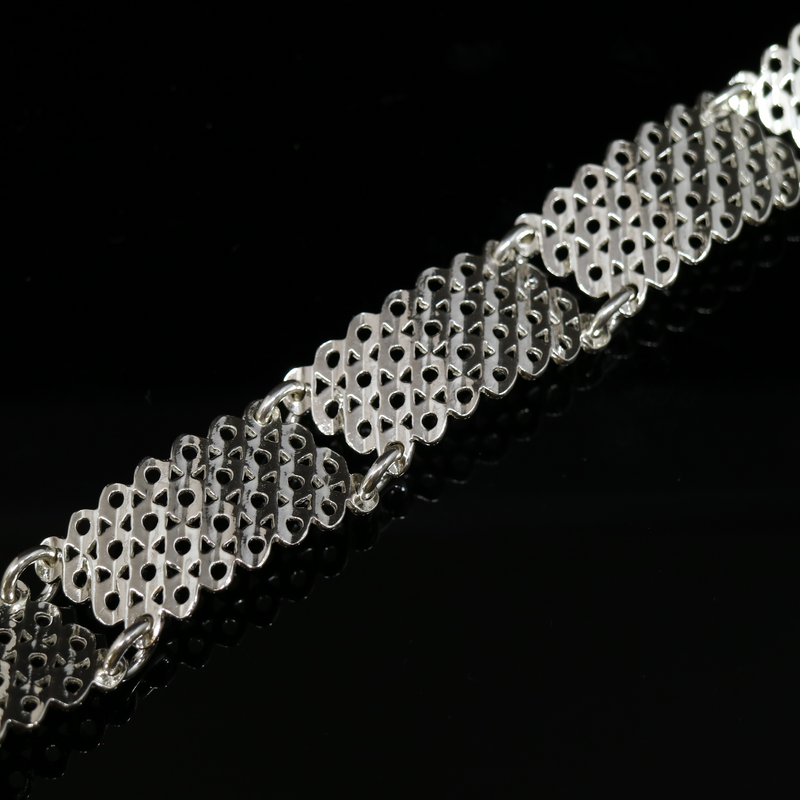 Knitting Bracelet - Large Stitch - 4 Rows - Silver