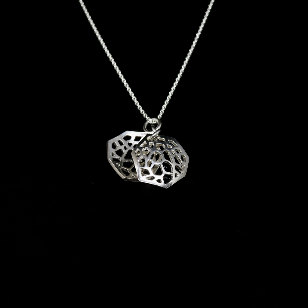 Molecule Necklace - Double Molecule Pendant - Silver