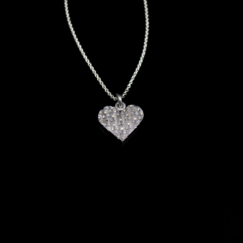 Knitting Necklace - Large Heart - Silver
