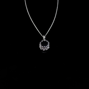 Knitting Necklace - 10mm Round Stone - Silver