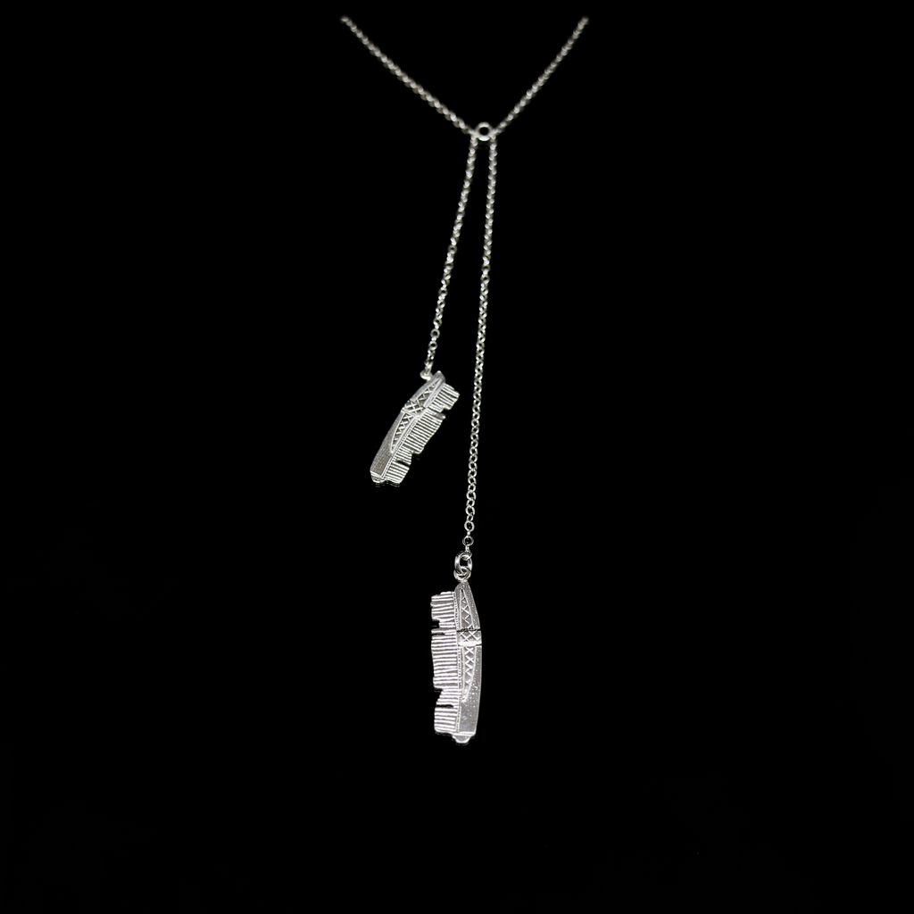 Celts & Kings Necklace - Two Small Combs Hanging - Silver
