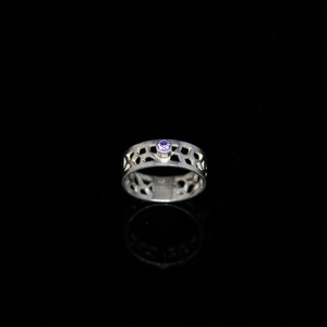Molecule Ring - 3mm Round Stone - Silver