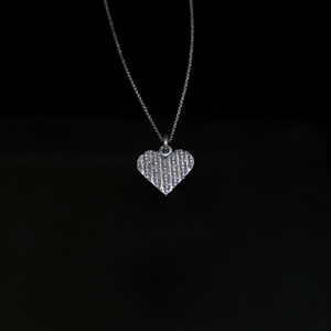 Knitting Necklace - Large Heart - Silver
