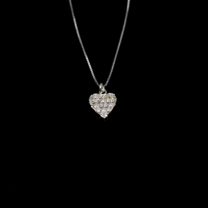 Knitting Necklace - Small Heart - Silver