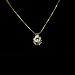 Knitting Necklace - 6mm Round Natural Stone - Gold