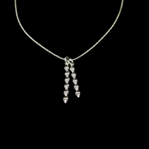Seashell Necklace - 2 Columns of Shells - Silver