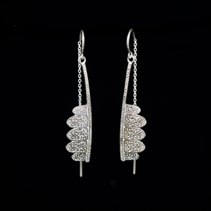 Celts & Kings Earrings - Norwegian Brooch Bar Hanging - Silver