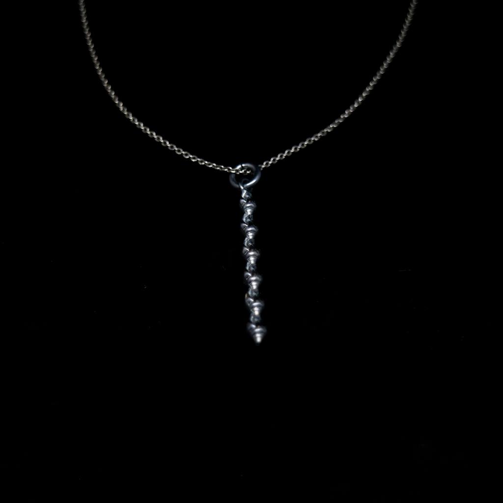 Seashell Necklace - Single Column of Shells - Silver
