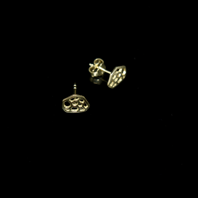 Molecule Earrings - Molecule Pendant - Studs - Gold