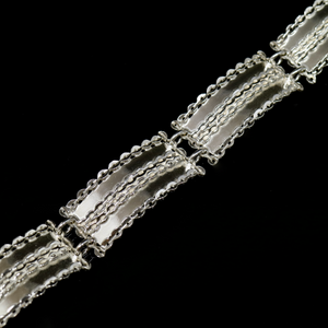 Knitting Bracelet - Small Stitch Overlay - Silver