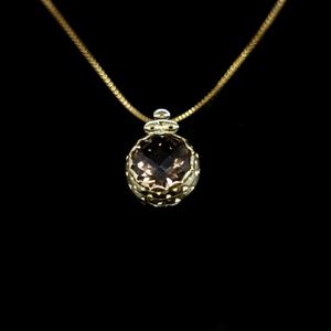 Knitting Necklace - 12mm Round Natural Stone - Gold