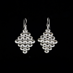 Knitting Earrings - Large Stitch Diamond - Silver