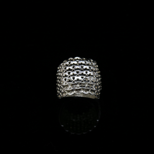 Knitting Ring - Convex Medium Stitch - Wide Band - Silver