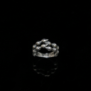 Seashell Ring - 2 Rows Criss Cross - Silver