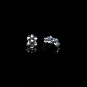 Seashell Earrings - 3 Rows - Small Open Hoop - Silver