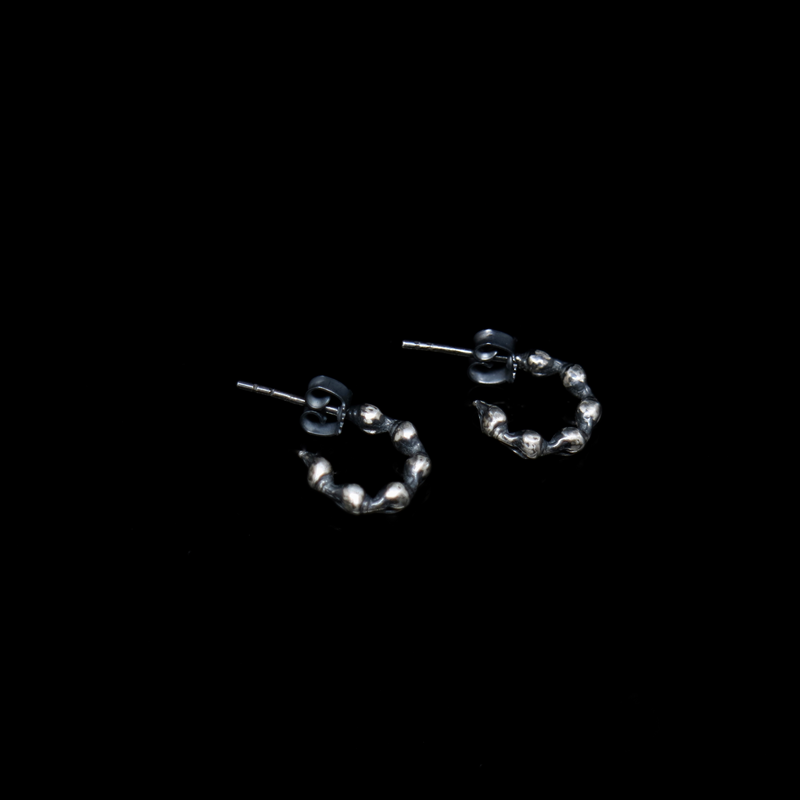 Seashell Earrings - 1 Row - Small Open Hoop - Silver