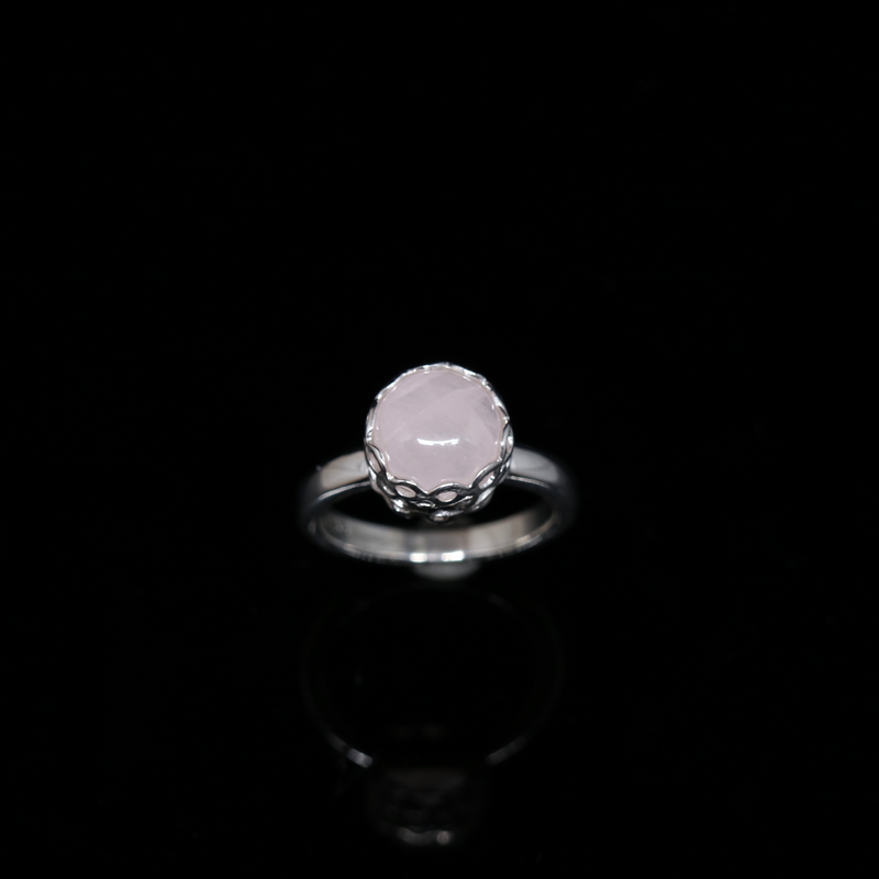 Knitting Ring - 10mm Round Stone - Silver
