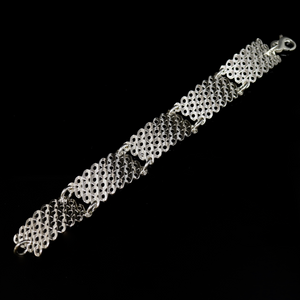 Knitting Bracelet - Large Stitch - 4 Rows - Silver