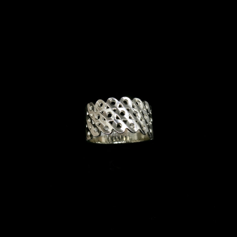 Knitting Ring - Large Stitch - 3 Rows - Silver