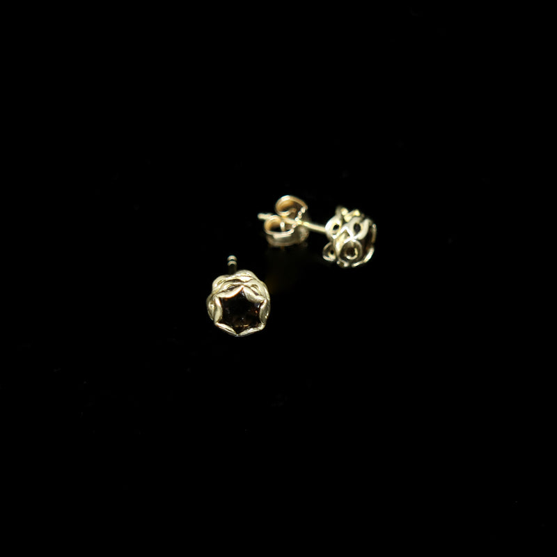 Knitting Earrings - 6mm Round Natural Stones - Gold